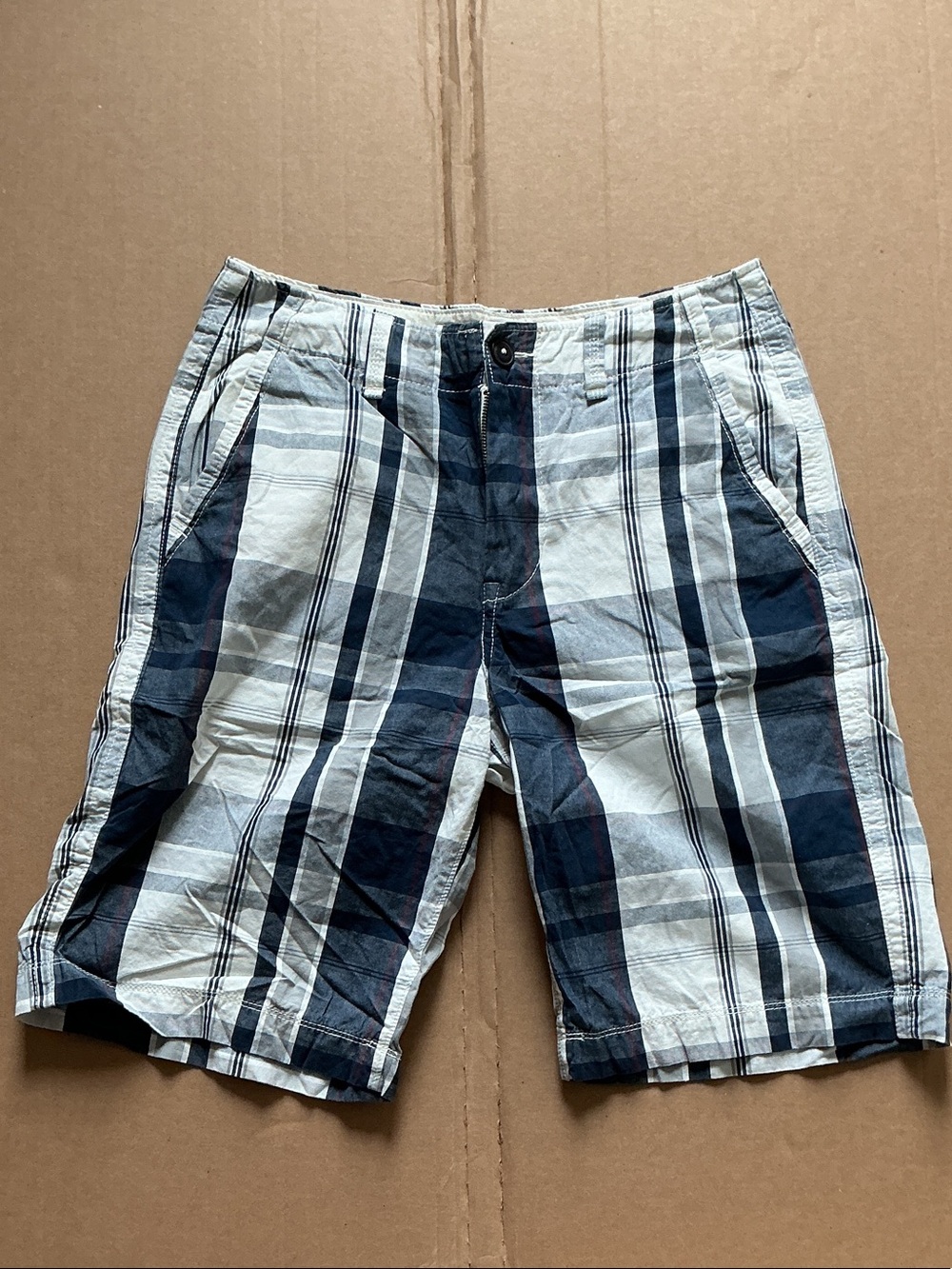 American Eagle Outfitters Navy and White Plaid Longboard size 30